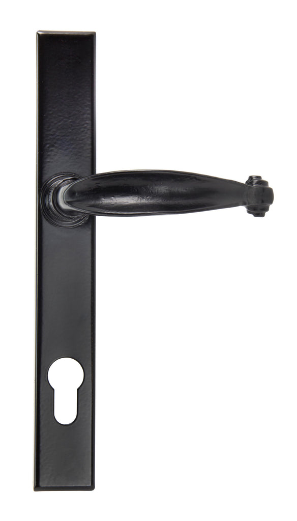 White background image of From The Anvil's Black Cottage Slimline Lever Espag. Lock Set | From The Anvil