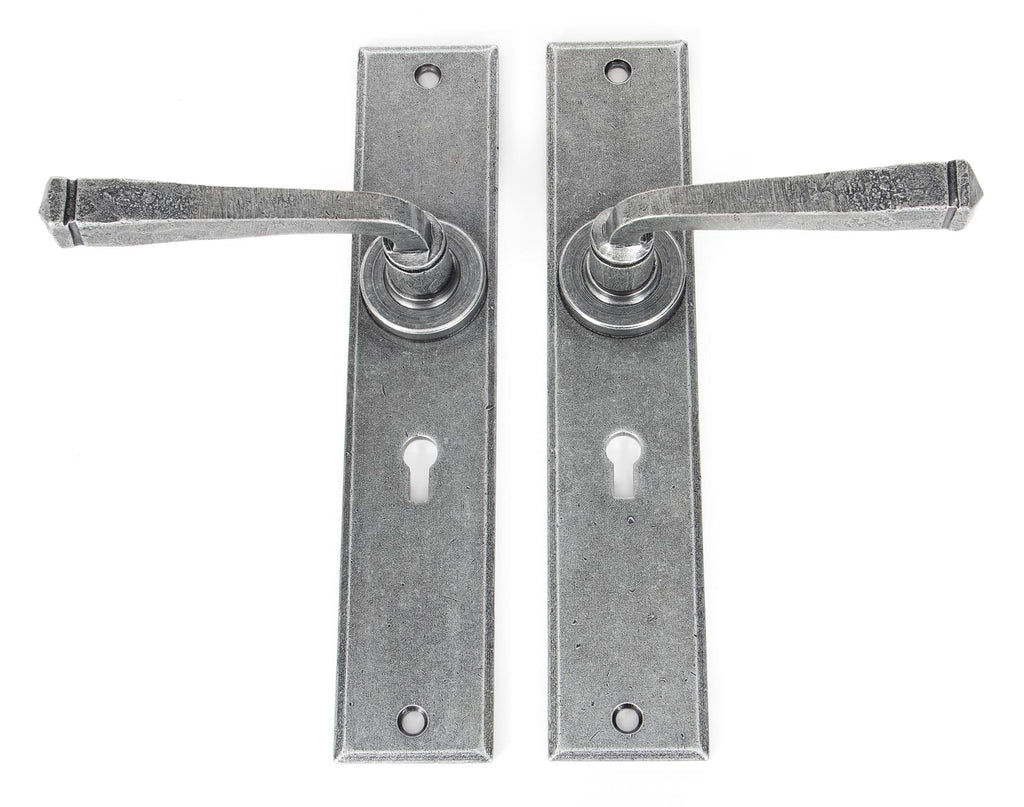 White background image of From The Anvil's Pewter Patina Large Avon Lever Lock Set | From The Anvil