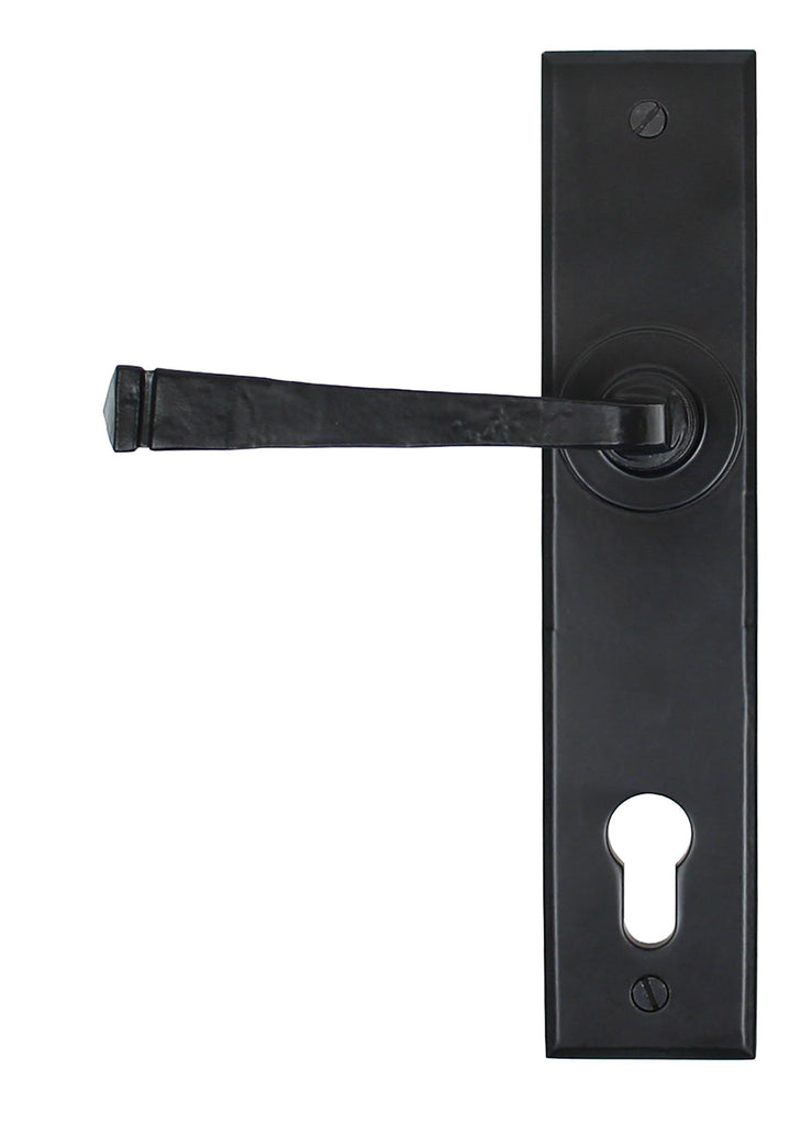 White background image of From The Anvil's Black Avon Lever Espag. Lock Set | From The Anvil