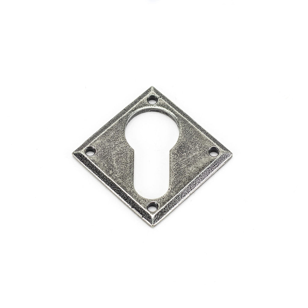 White background image of From The Anvil's Pewter Patina Diamond Euro Escutcheon | From The Anvil