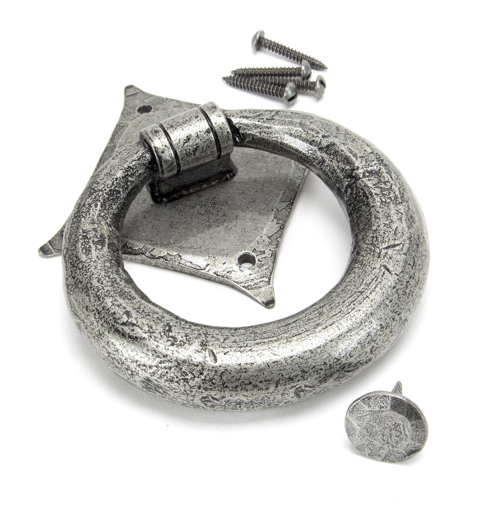 White background image of From The Anvil's Pewter Patina Ring Door Knocker | From The Anvil