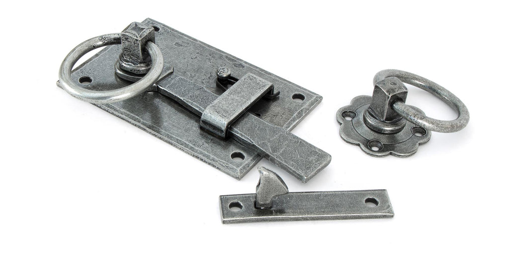White background image of From The Anvil's Pewter Patina Cottage Latch | From The Anvil