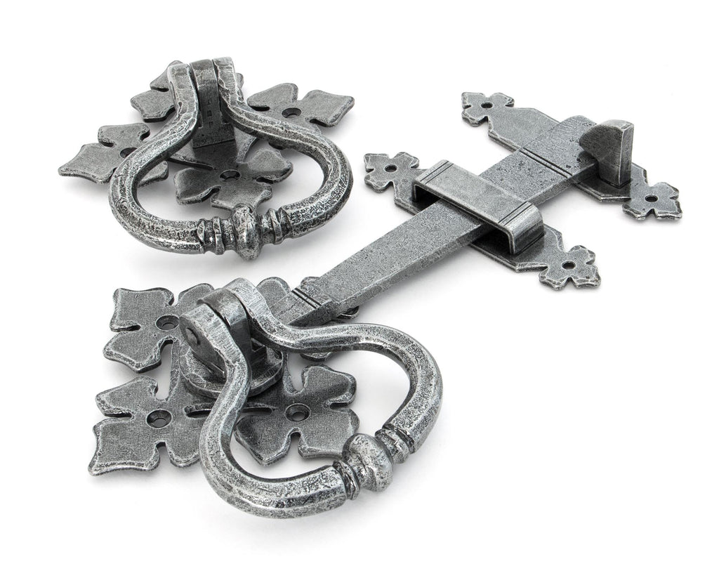 White background image of From The Anvil's Pewter Patina Shakespeare Latch Set | From The Anvil