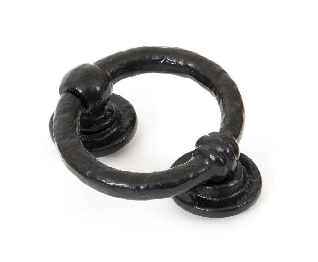 White background image of From The Anvil's Black 4" Ring Door Knocker | From The Anvil