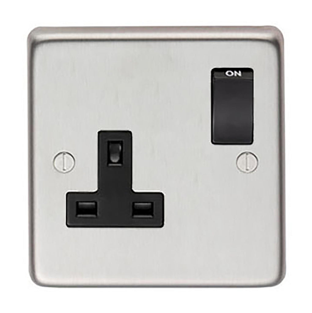White background image of From The Anvil's Satin Stainless Steel 13 Amp Switched Socket | From The Anvil