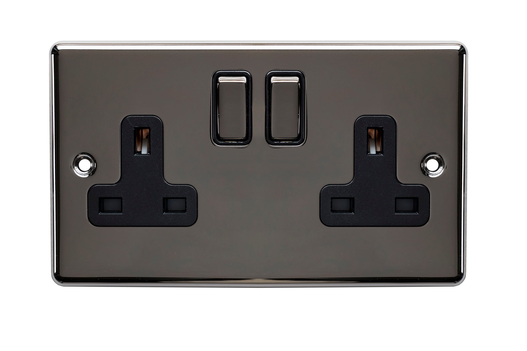 From The Anvil's Black Nickel 13 Amp Switched Socket