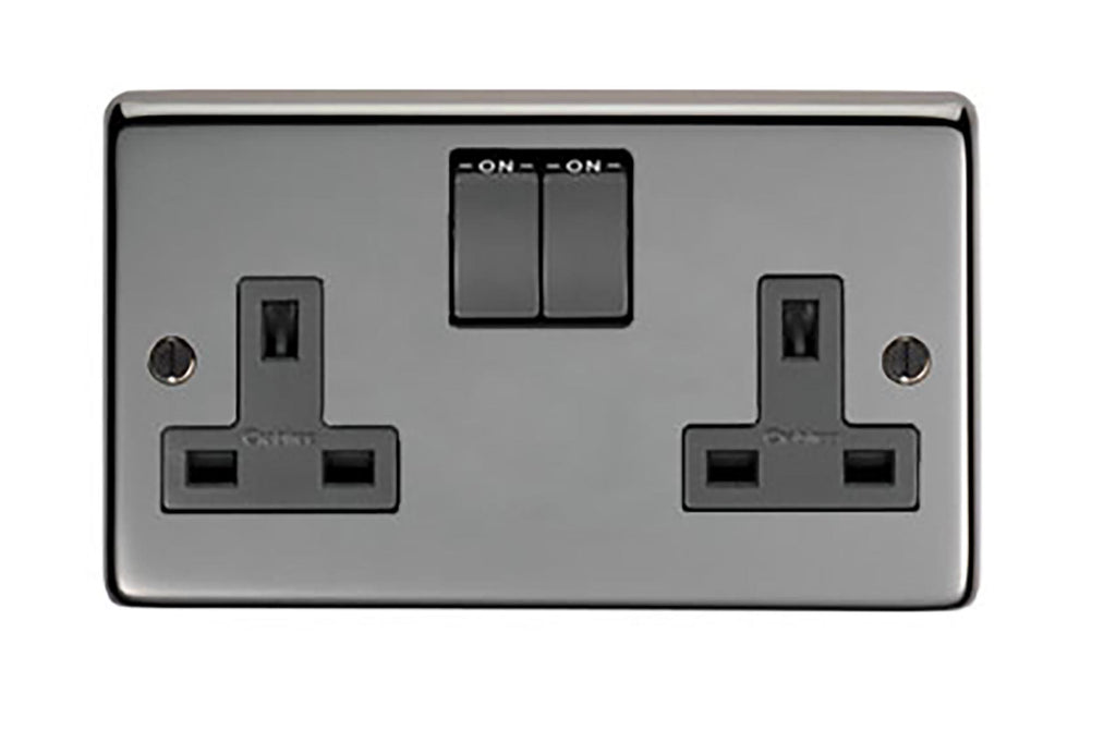 White background image of From The Anvil's Black Nickel 13 Amp Switched Socket | From The Anvil