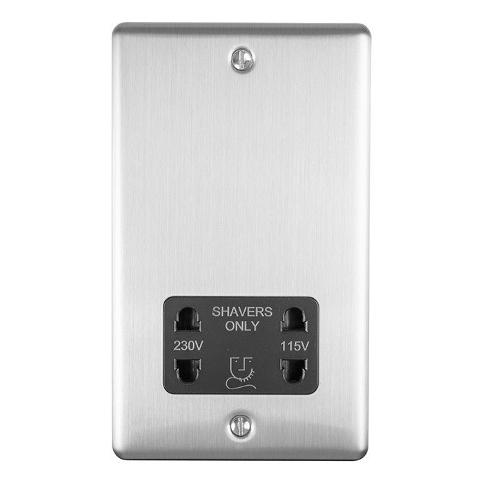 From The Anvil's Satin Stainless Steel Dual Volt Shaver Socket