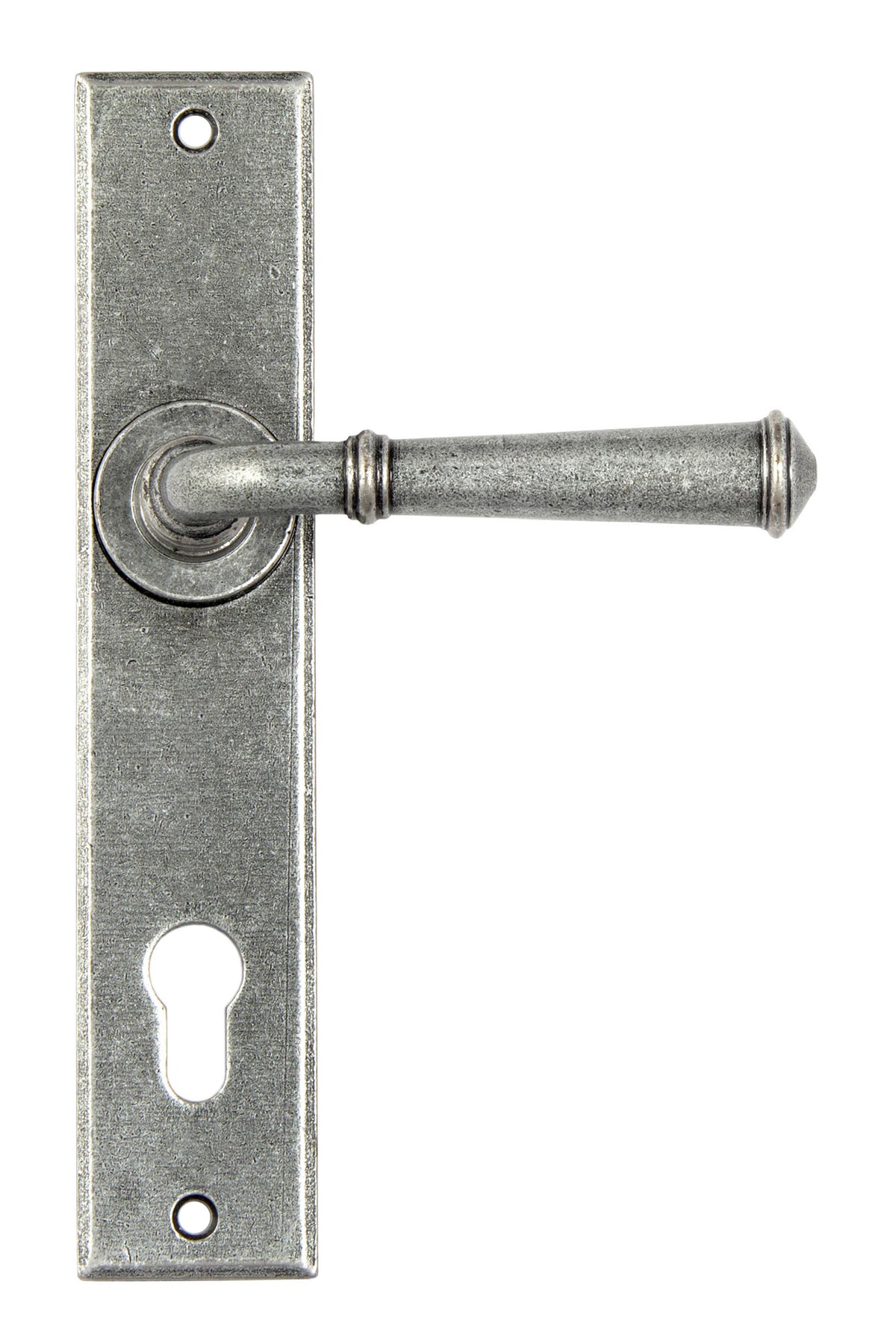 From The Anvil's Pewter Patina Regency Lever Espag. Lock Set