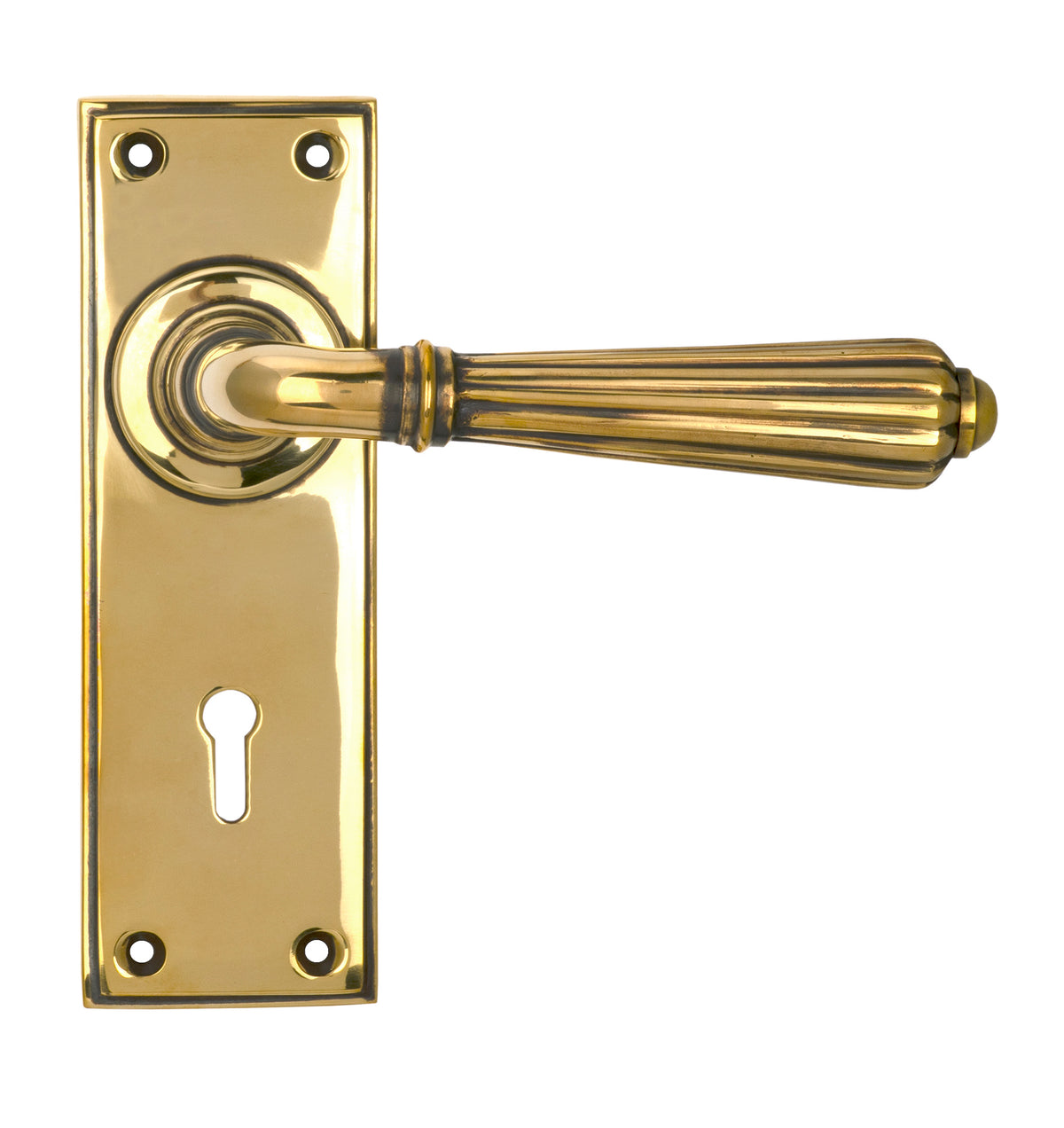 From The Anvil's Aged Brass Hinton Lever Lock Set