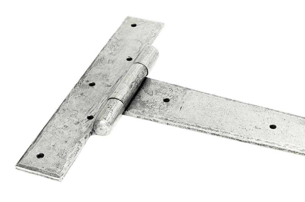 White background image of From The Anvil's Pewter Patina Barn Door 36" T Hinge (pair) | From The Anvil