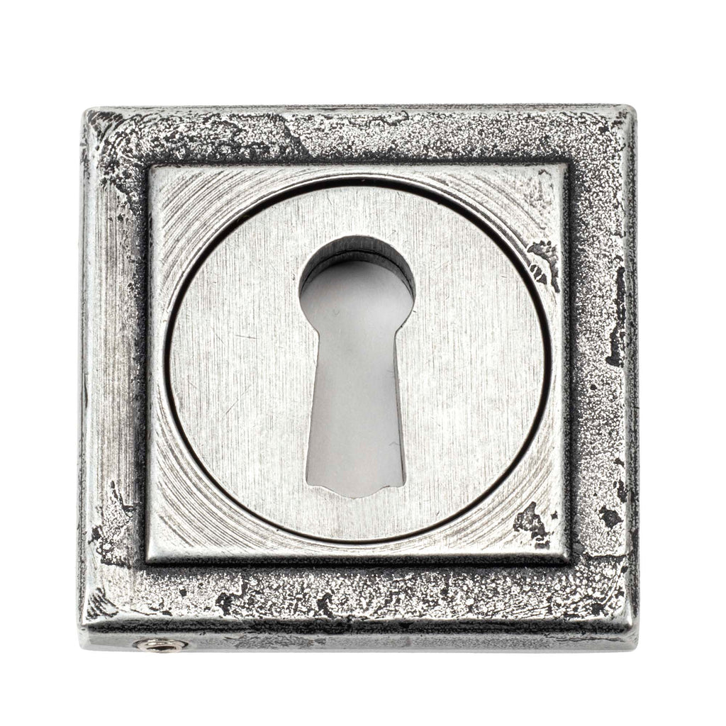 White background image of From The Anvil's Pewter Patina Round Escutcheon | From The Anvil