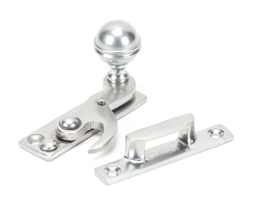 White background image of From The Anvil's Satin Chrome Prestbury Sash Hook Fastener | From The Anvil
