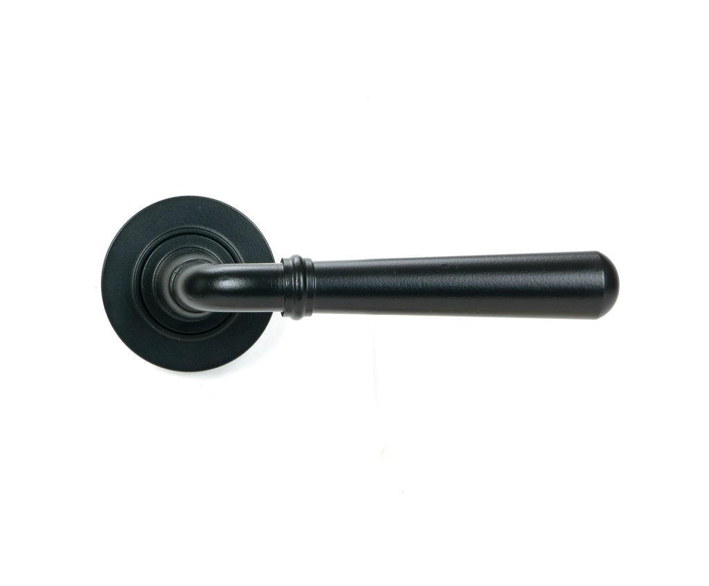 White background image of From The Anvil's Matt Black Newbury Lever on Rose Set (Sprung) | From The Anvil