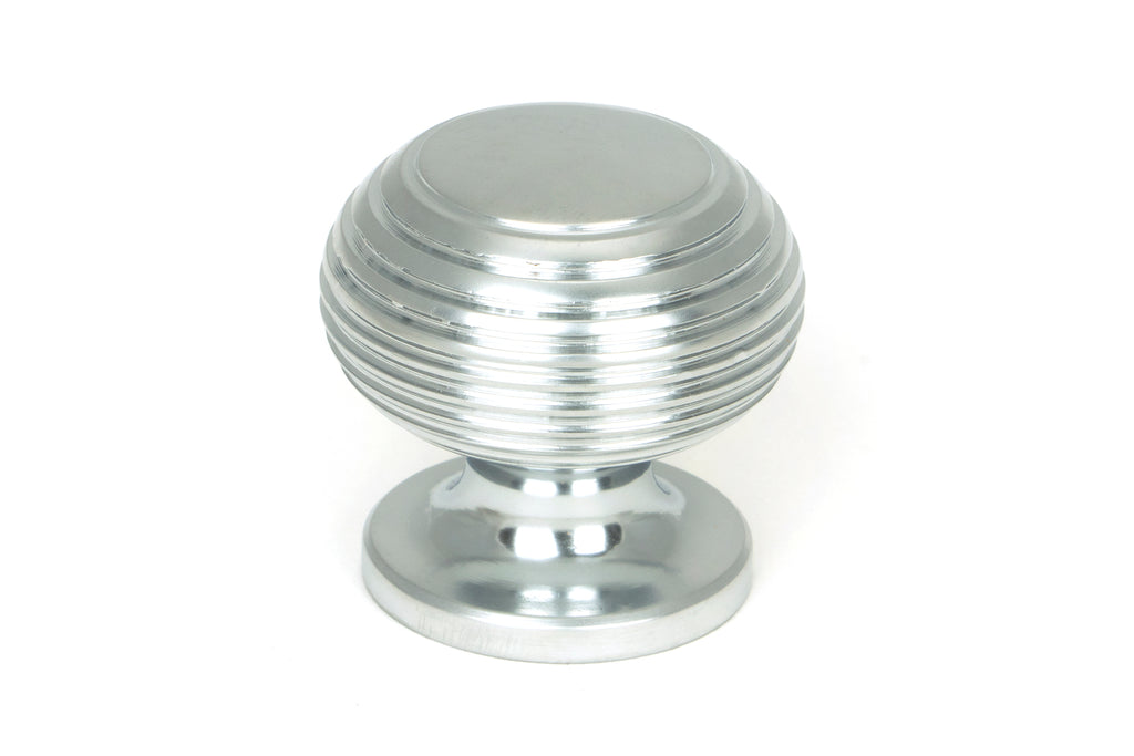 White background image of From The Anvil's Satin Chrome Beehive Cabinet Knob | From The Anvil