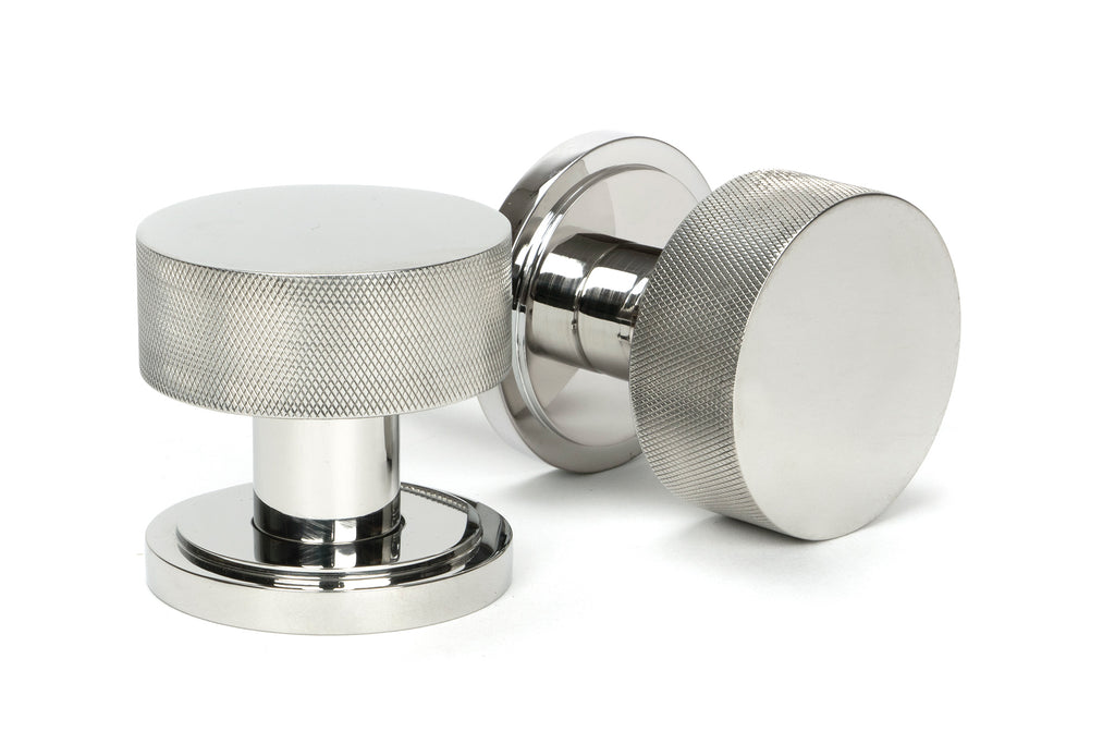 White background image of From The Anvil's Polished Marine Stainless Steel Brompton Mortice/Rim Knob Set | From The Anvil