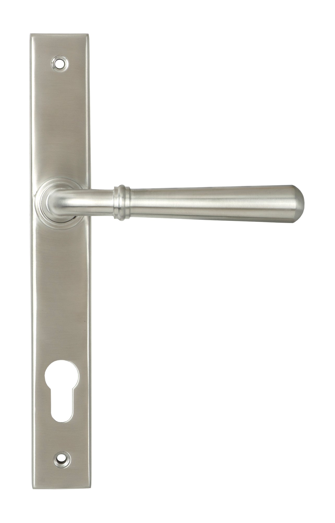 From The Anvil's Satin Marine SS (316) Newbury Slimline Lever Espag. Lock Set