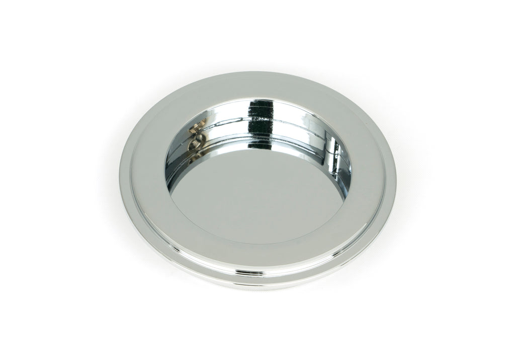 White background image of From The Anvil's Polished Chrome Art Deco Round Pull | From The Anvil