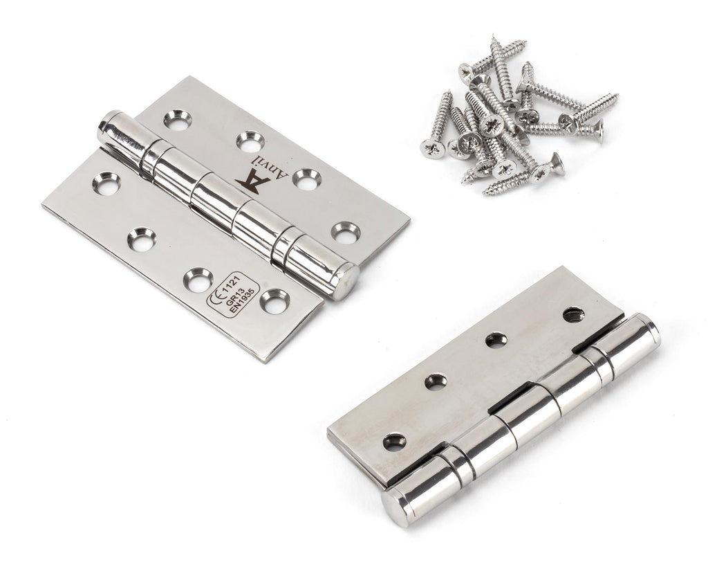 White background image of From The Anvil's Polished Stainless Steel Ball Bearing Butt Hinge (pair) SS | From The Anvil