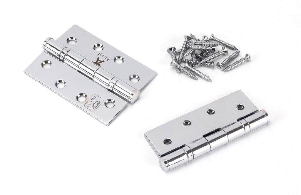 White background image of From The Anvil's Polished Chrome Ball Bearing Butt Hinge (pair) SS | From The Anvil