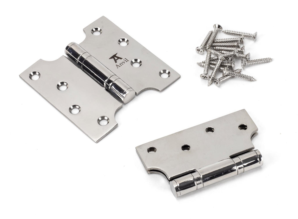 White background image of From The Anvil's Polished Stainless Steel Parliament Hinges SS (pair) | From The Anvil