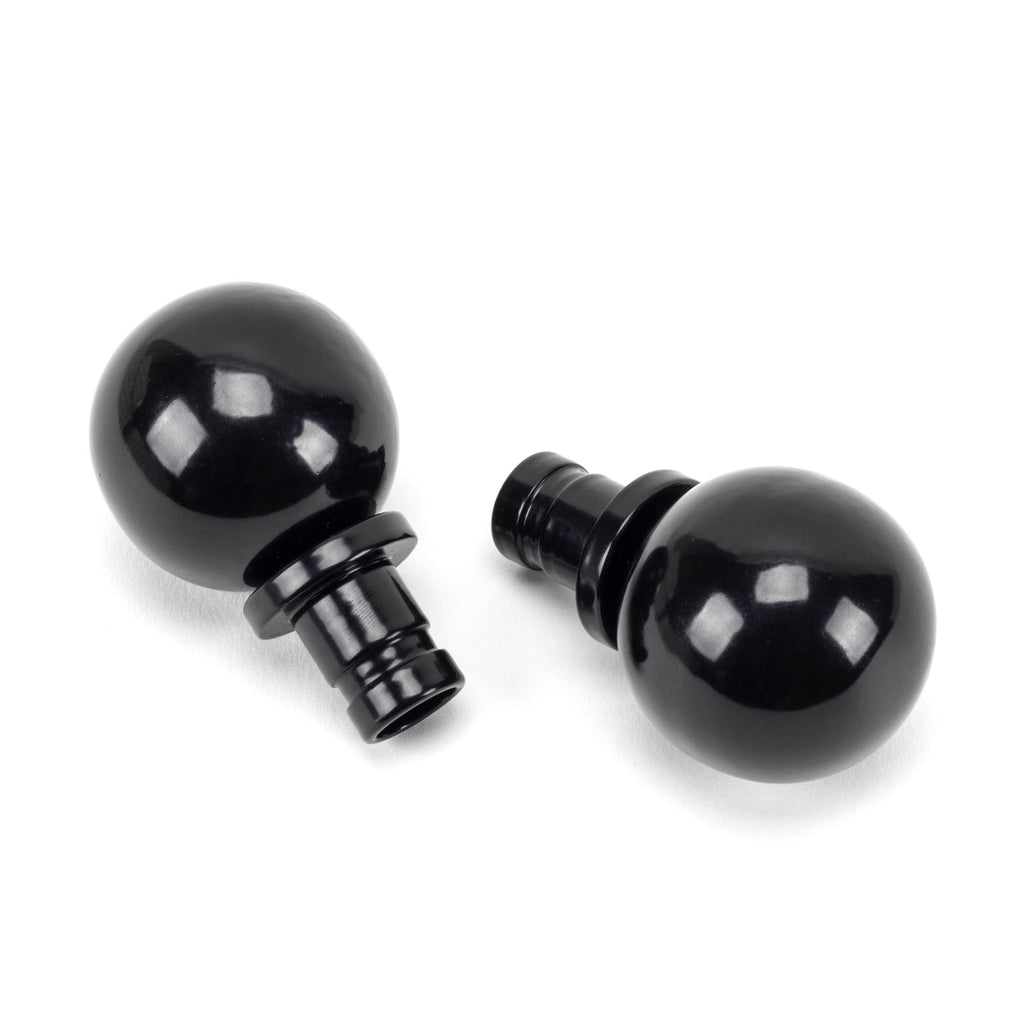White background image of From The Anvil's Black Ball Curtain Finial (pair) | From The Anvil