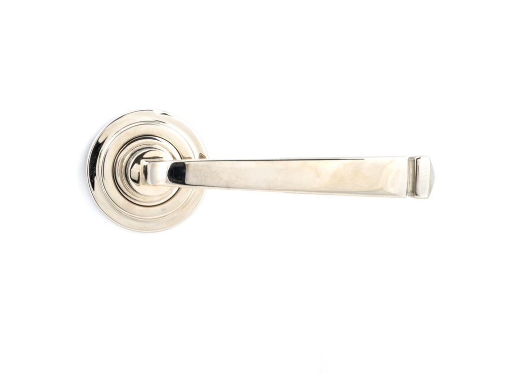 White background image of From The Anvil's Polished Nickel Avon Round Lever on Rose Set (Unsprung) | From The Anvil