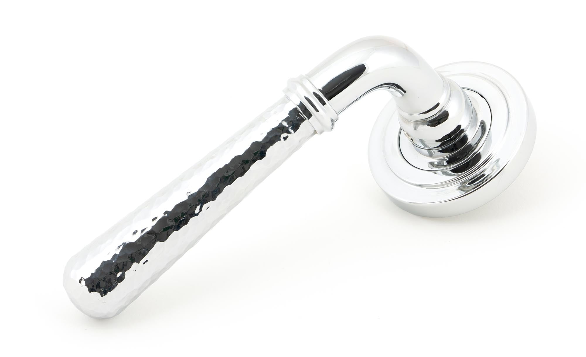 From The Anvil's Polished Chrome Hammered Newbury Lever on Rose Set (Unsprung)