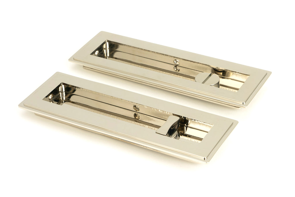 White background image of From The Anvil's Polished Nickel Art Deco Rectangular Pull - Privacy Set | From The Anvil