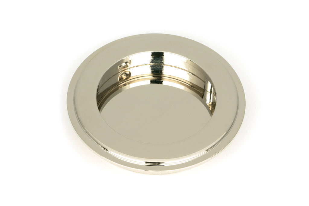 White background image of From The Anvil's Polished Nickel Art Deco Round Pull | From The Anvil