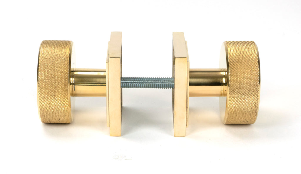 White background image of From The Anvil's Polished Brass Brompton Mortice/Rim Knob Set | From The Anvil