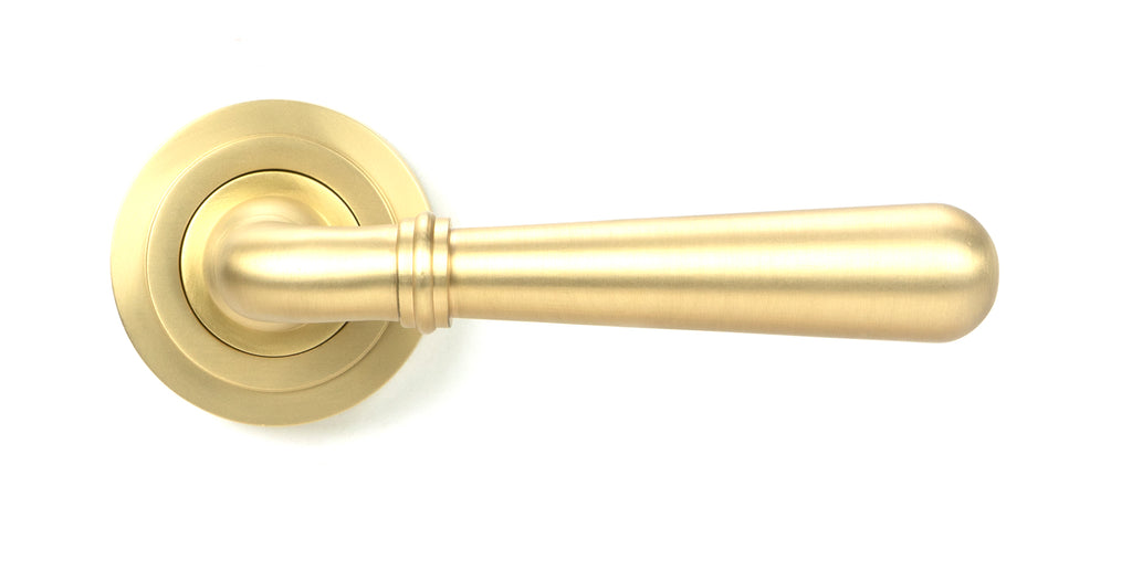 White background image of From The Anvil's Satin Brass Newbury Lever on Rose Set (Unsprung) | From The Anvil