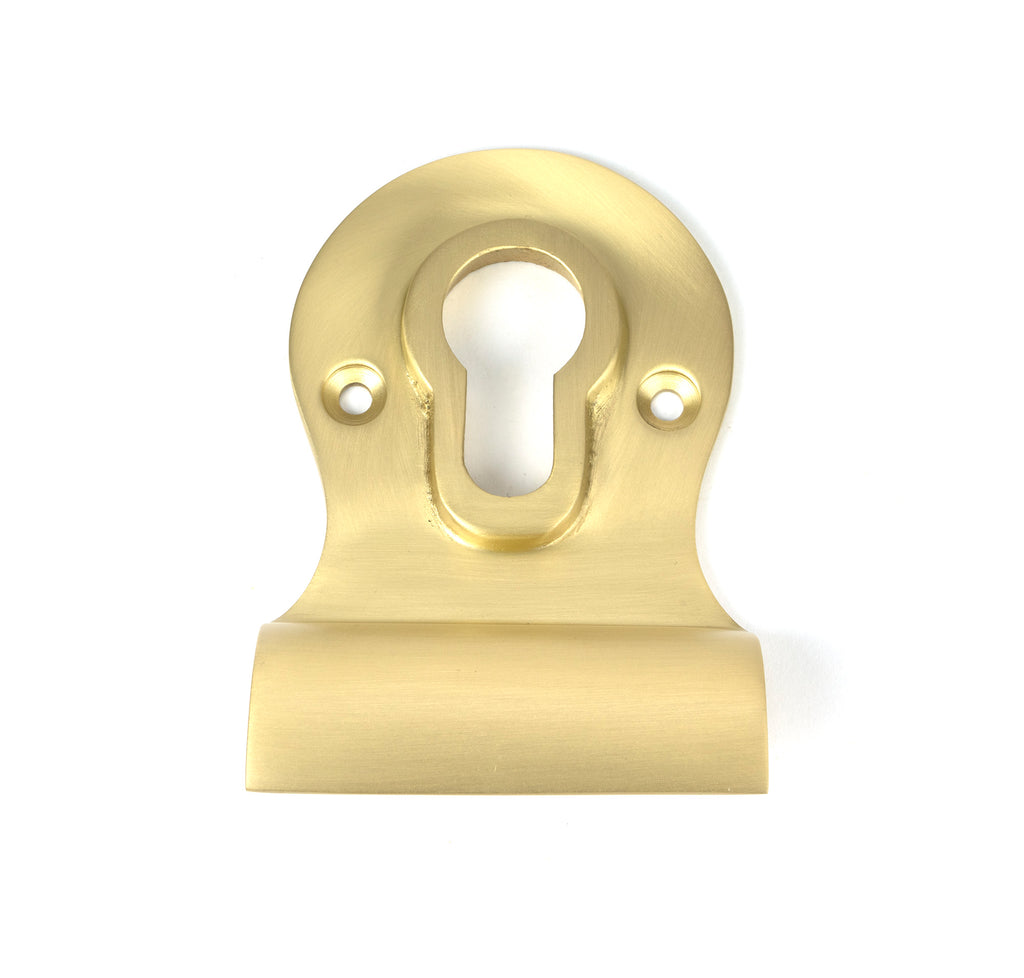 White background image of From The Anvil's Satin Brass Euro Door Pull | From The Anvil