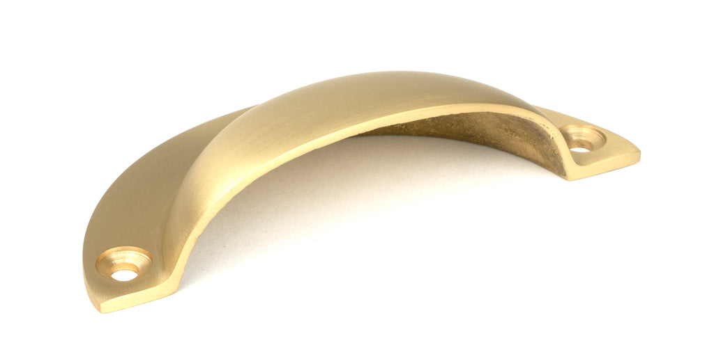 White background image of From The Anvil's Satin Brass Plain Drawer Pull | From The Anvil