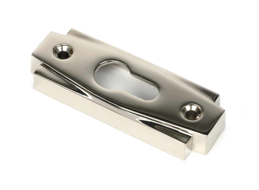 White background image of From The Anvil's Polished Nickel Art Deco Euro Escutcheon Set | From The Anvil