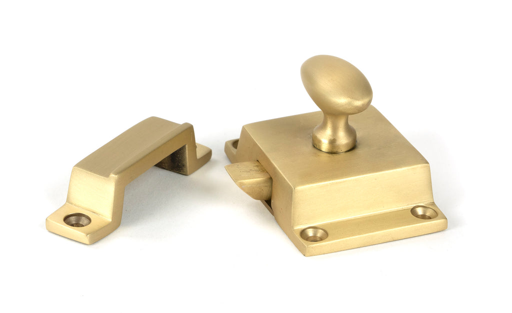 White background image of From The Anvil's Satin Brass Cabinet Latch | From The Anvil