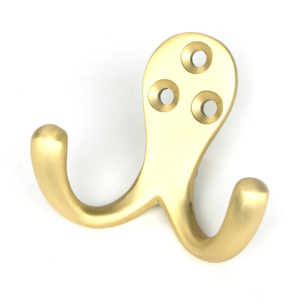 White background image of From The Anvil's Satin Brass Celtic Double Robe Hook | From The Anvil
