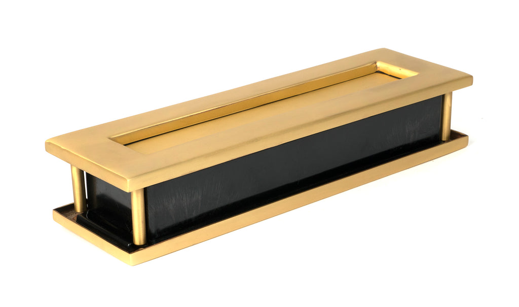 White background image of From The Anvil's Satin Brass Traditional Letterbox | From The Anvil