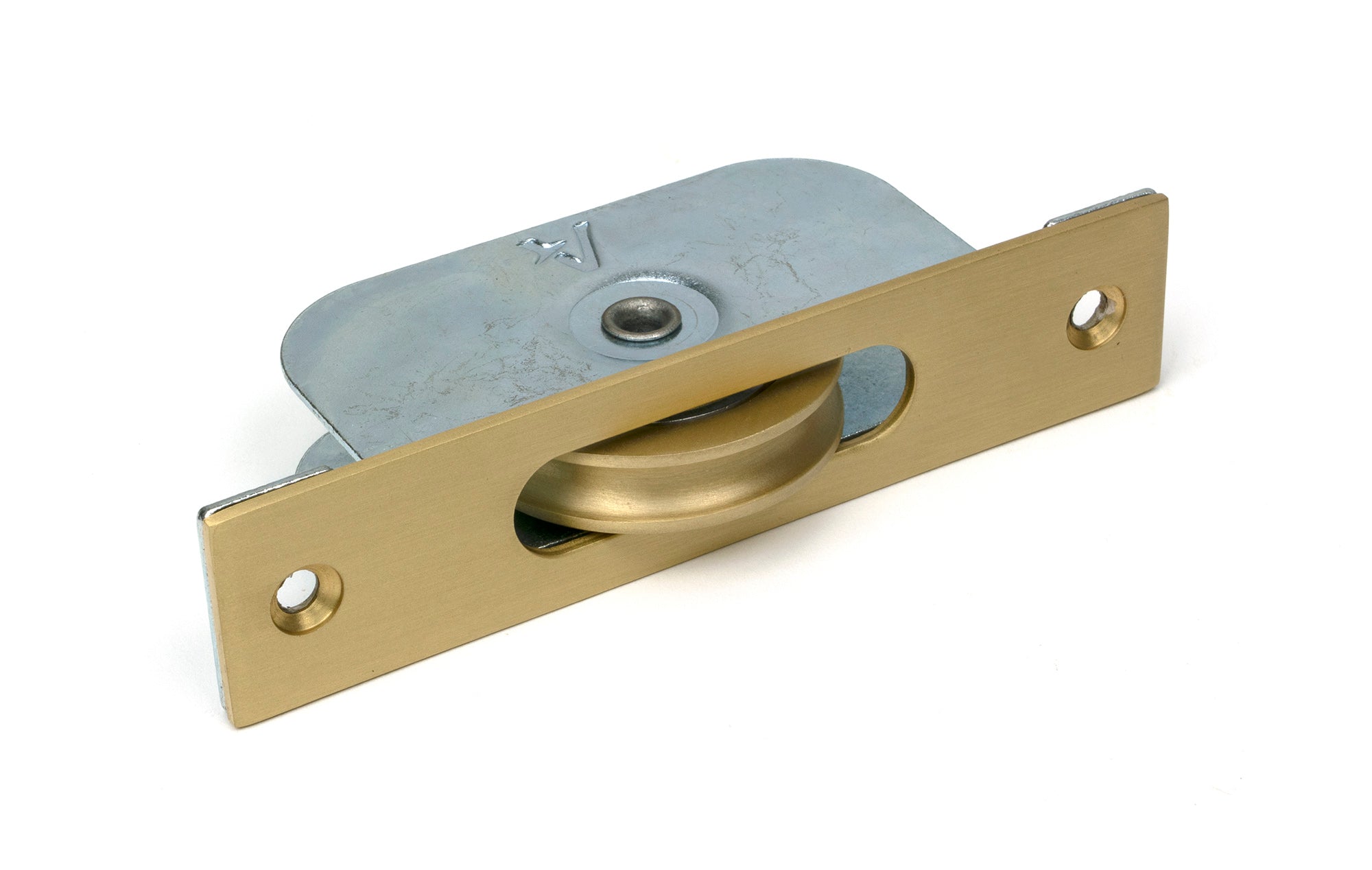 From The Anvil's Satin Brass Square Ended Sash Pulley 75kg