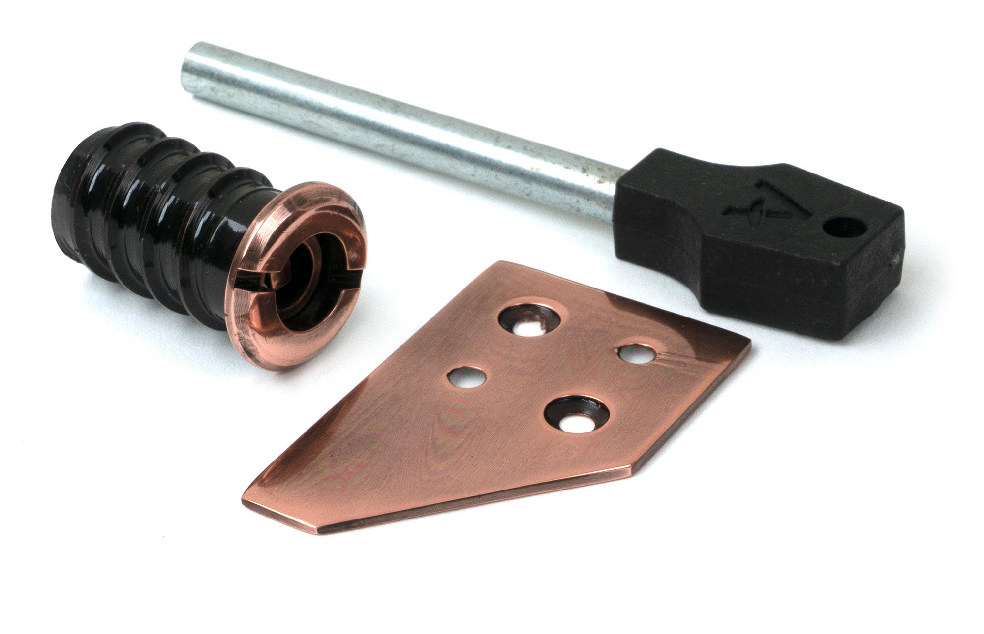 From The Anvil's Polished Bronze Key-Flush Sash Stop