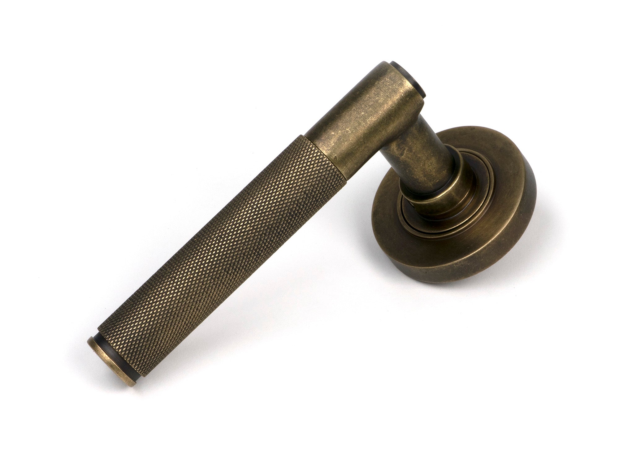 From The Anvil's Burnished Brass Brompton Lever on Rose Set (Sprung)
