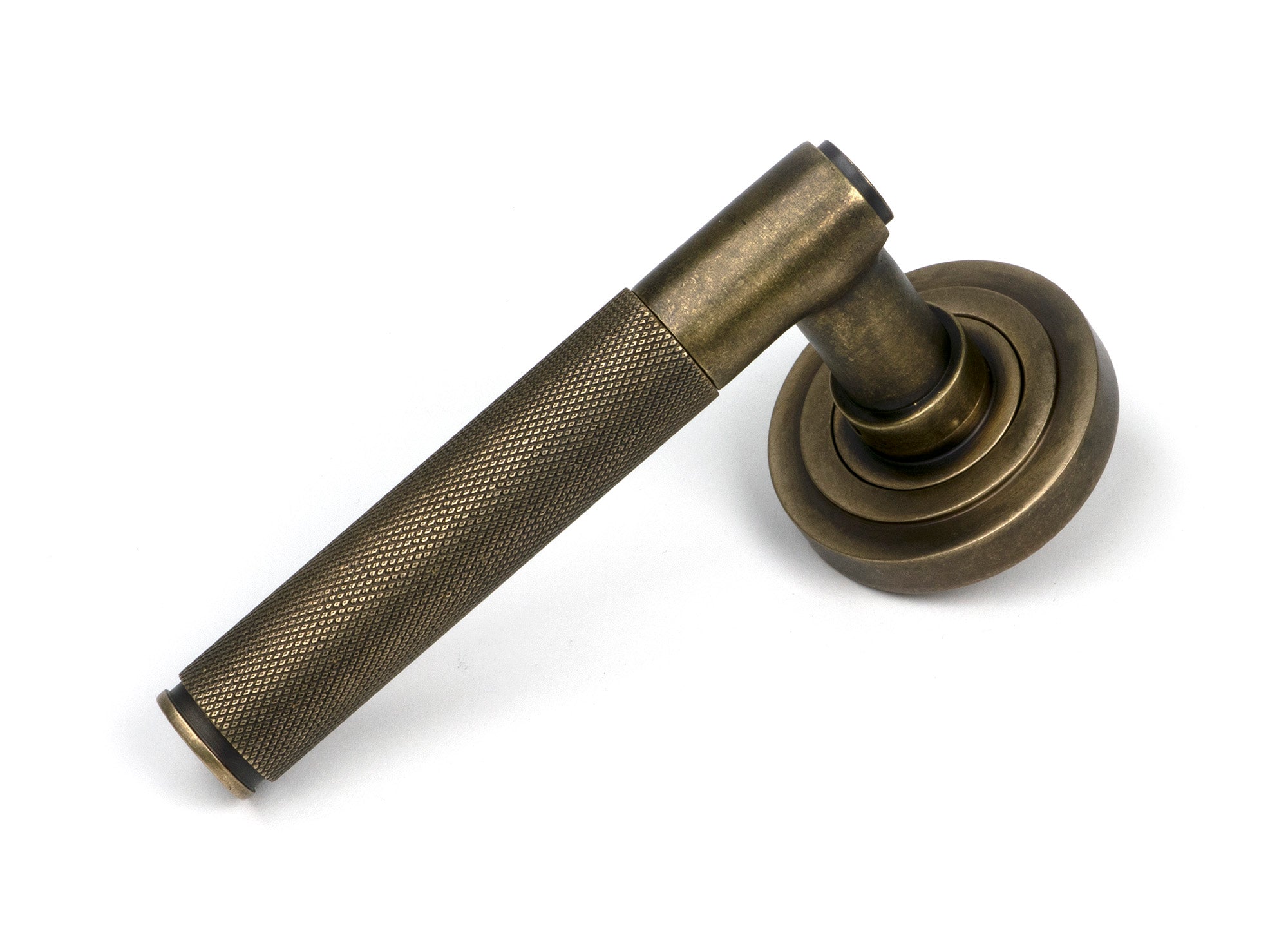 From The Anvil's Burnished Brass Brompton Lever on Rose Set (Sprung)