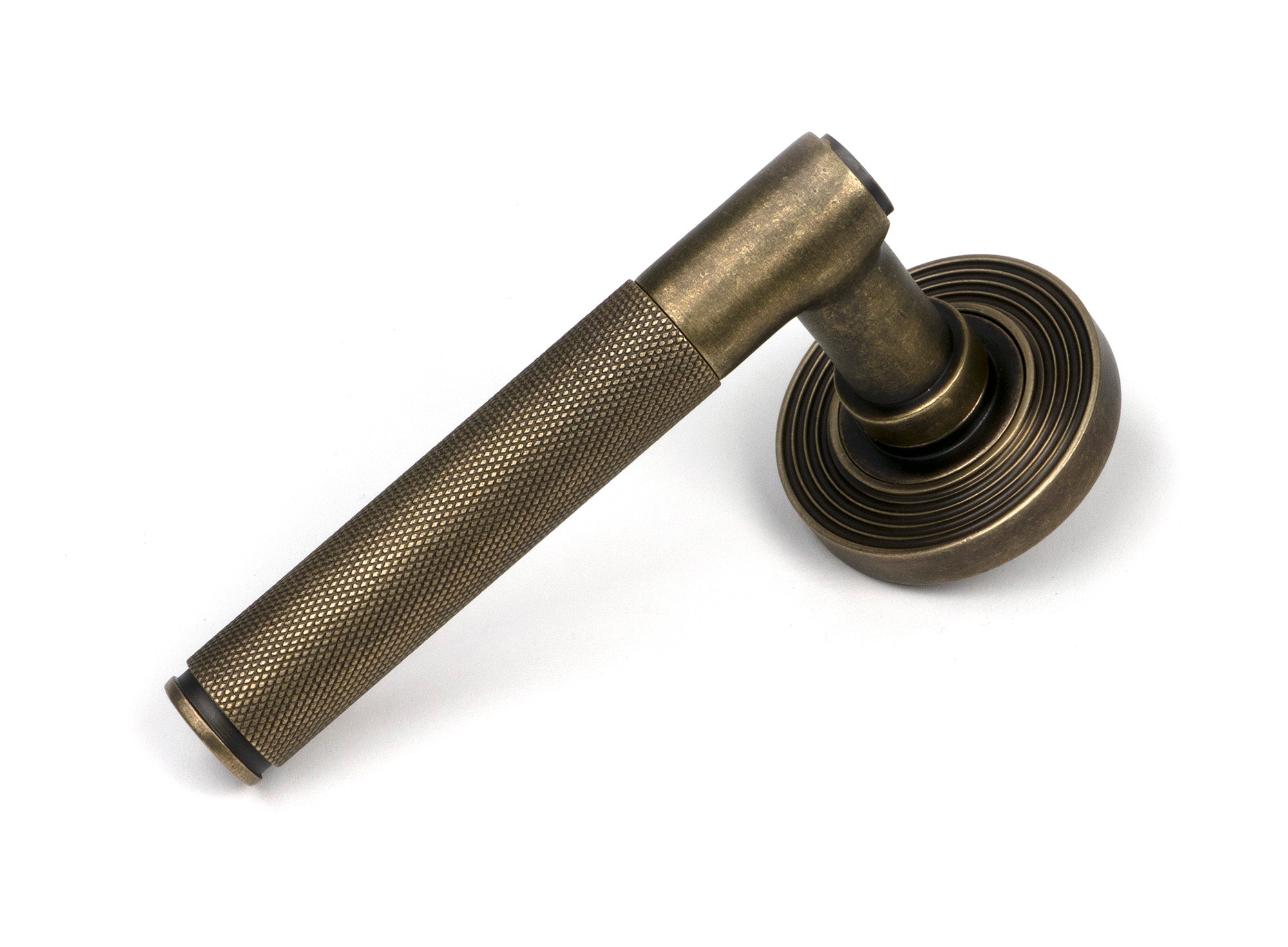 From The Anvil's Burnished Brass Brompton Lever on Rose Set (Sprung)