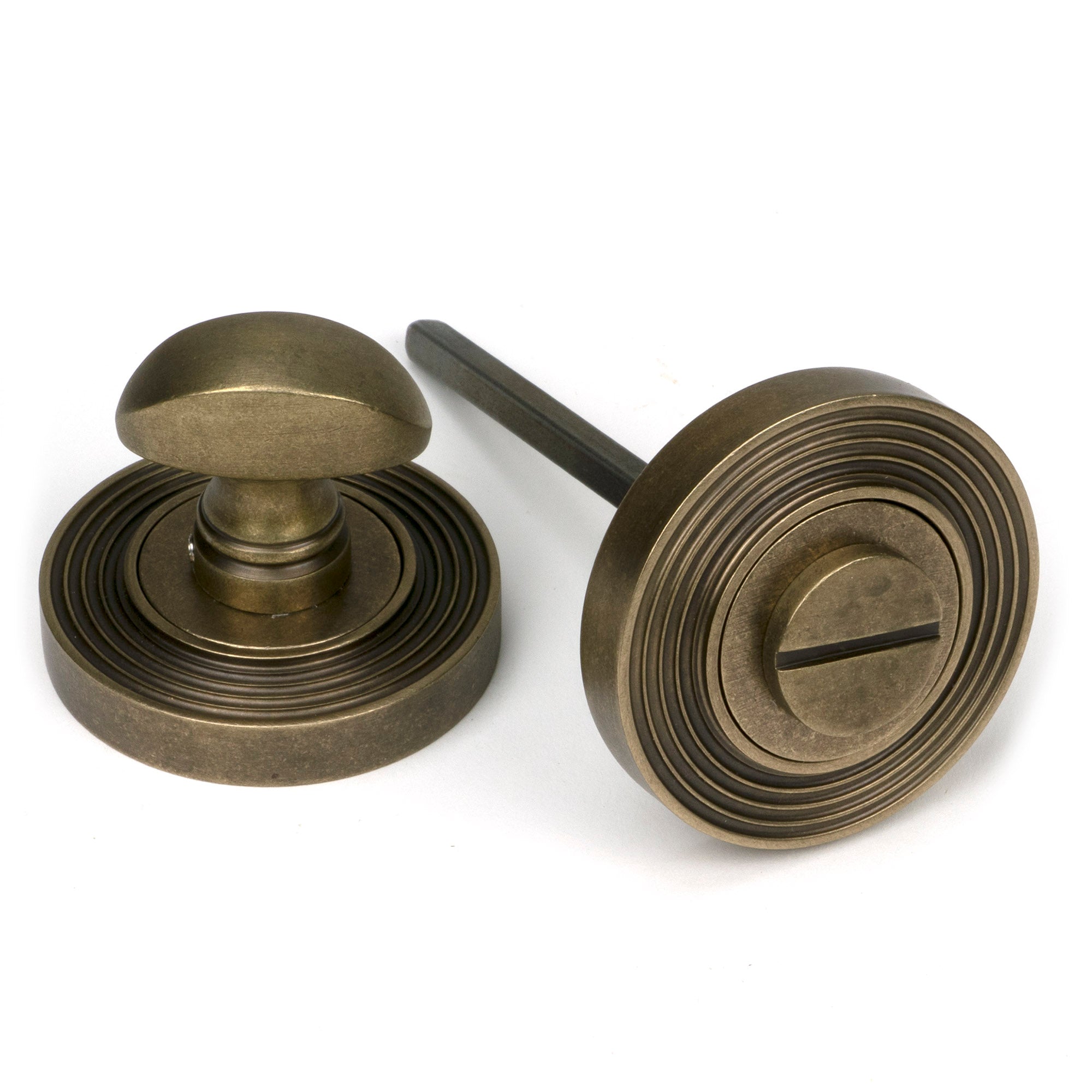 From The Anvil's Burnished Brass Concealed Round Thumbturn Set