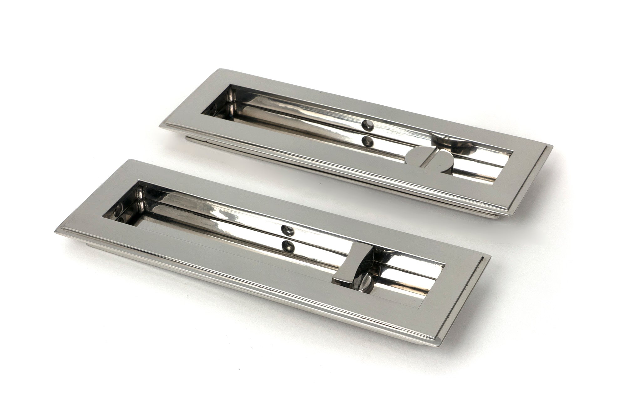From The Anvil's Polished Marine SS (316) Art Deco Rectangular Pull - Privacy Set