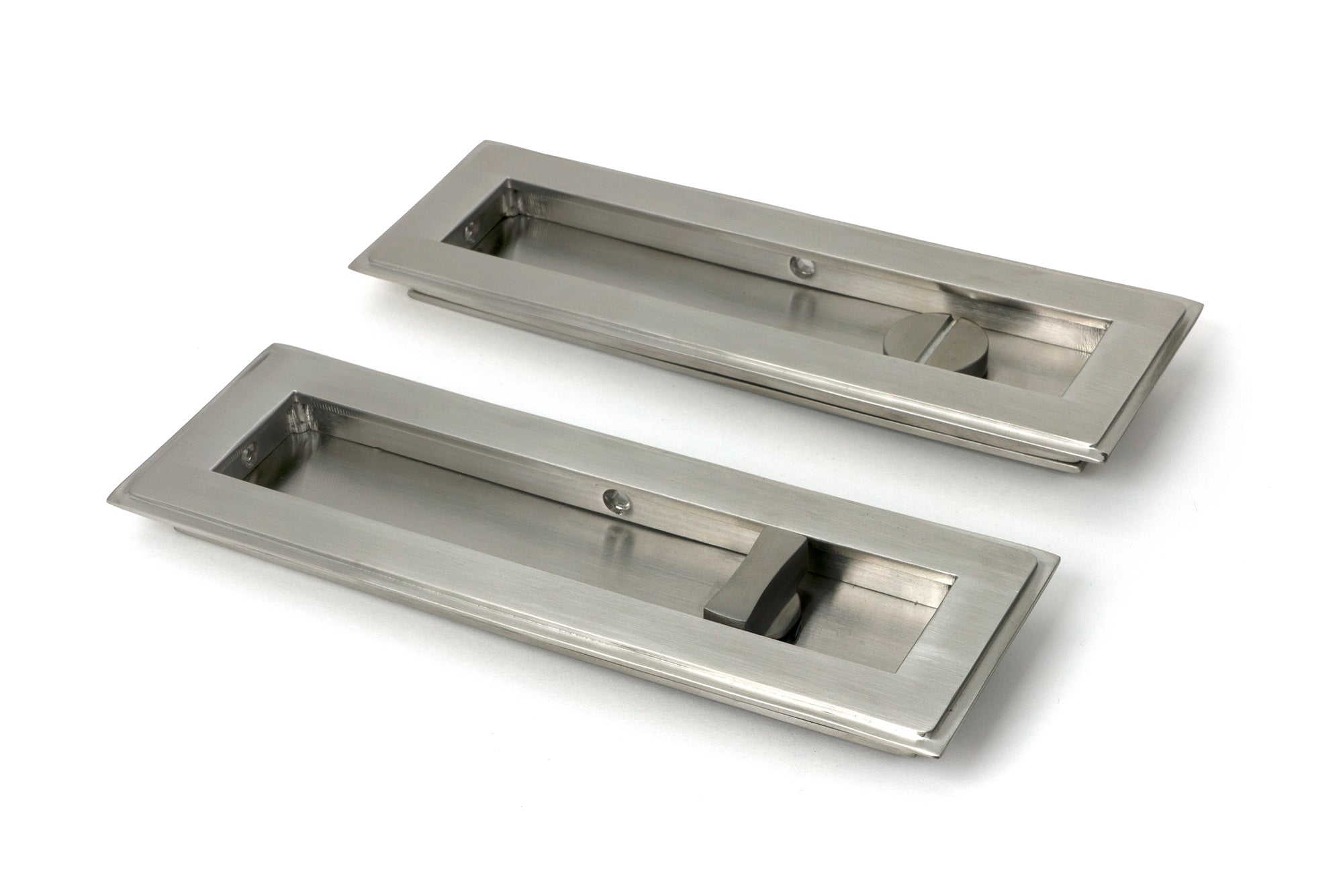 From The Anvil's Satin Marine SS (316) Art Deco Rectangular Pull - Privacy Set