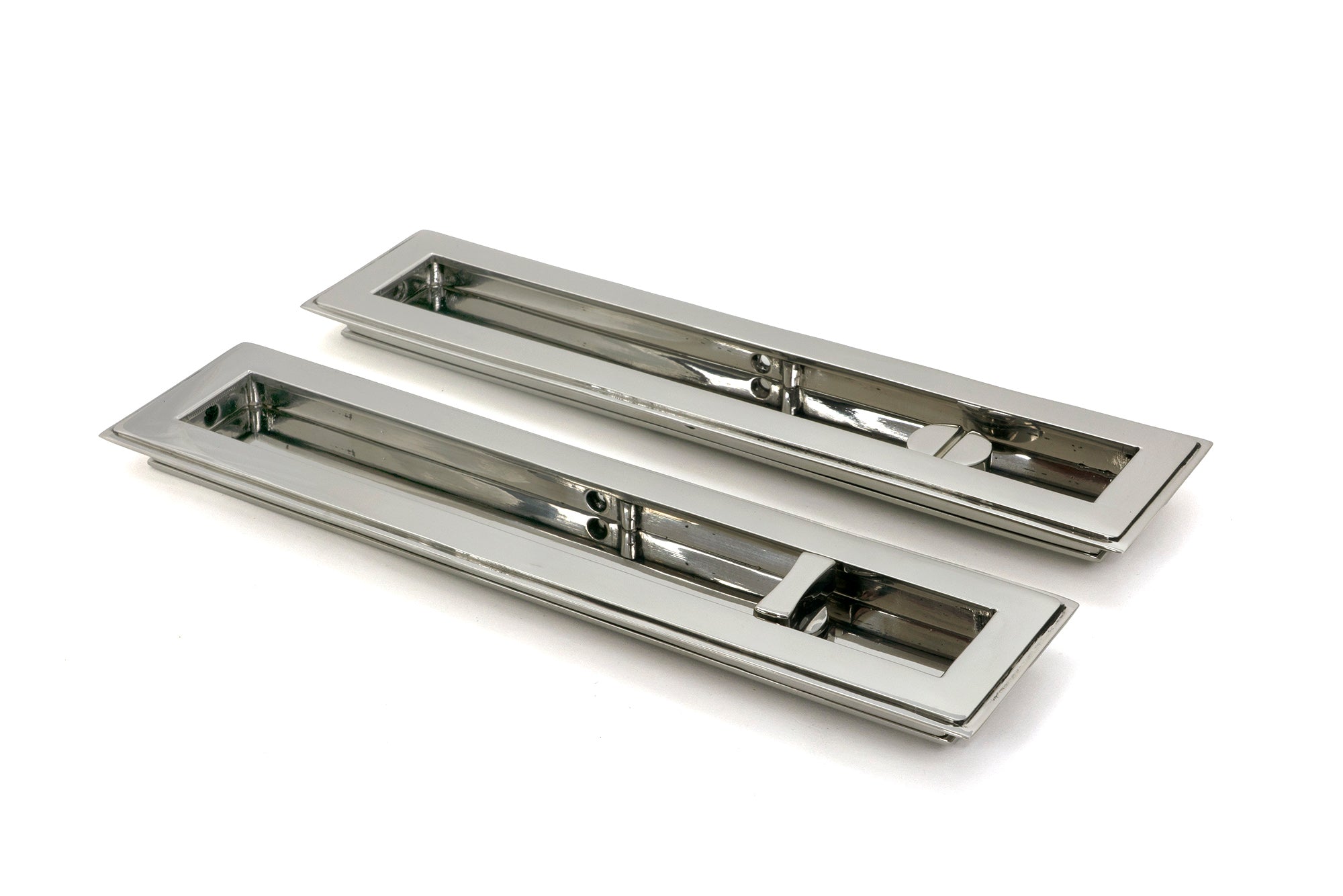 From The Anvil's Polished Marine SS (316) Art Deco Rectangular Pull - Privacy Set