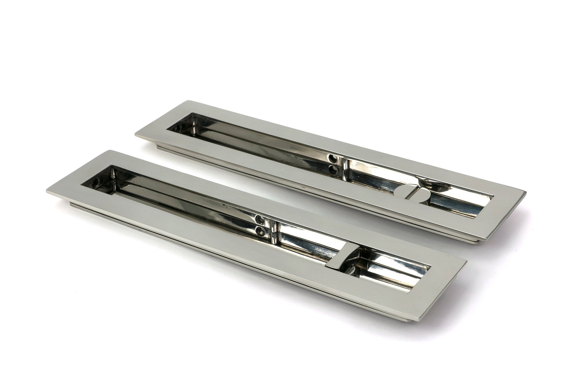 From The Anvil's Polished Marine SS (316) Plain Rectangular Pull - Privacy Set
