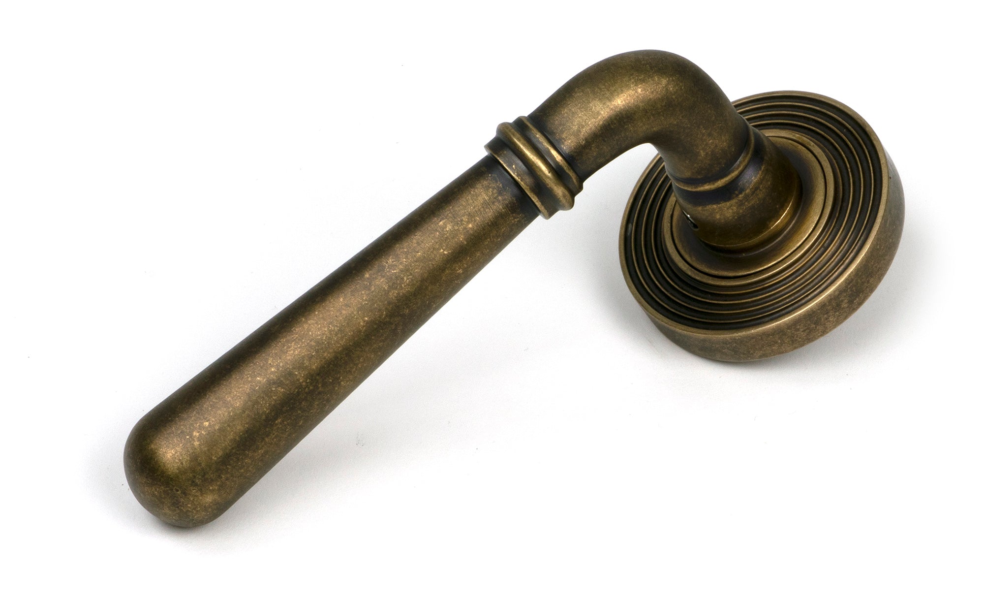 From The Anvil's Burnished Brass Newbury Lever on Rose Set (Unsprung)
