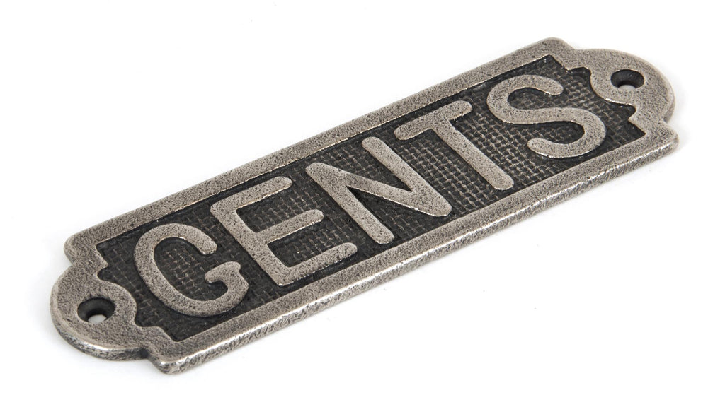 White background image of From The Anvil's Antique Pewter Gents Sign | From The Anvil